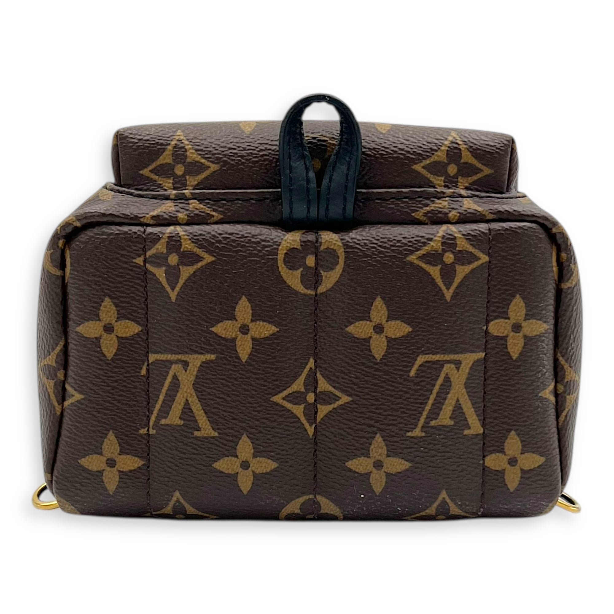 Palm Springs Mini Brown Backpack in Monogram Coated Canvas, Gold hardware