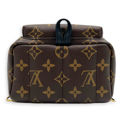 Palm Springs Mini Brown Backpack in Monogram Coated Canvas, Gold hardware