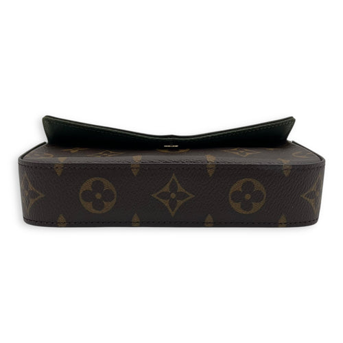 Felicie Strap To Go Wallet On Chain Brown in Monogram Coated Canvas, Gold hardware