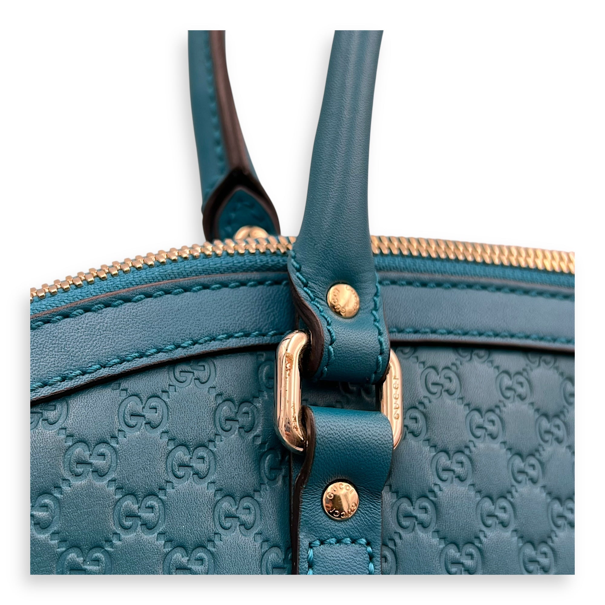 Guccissima Top Handle Bag Blue in Guccissima Leather, Gold hardware