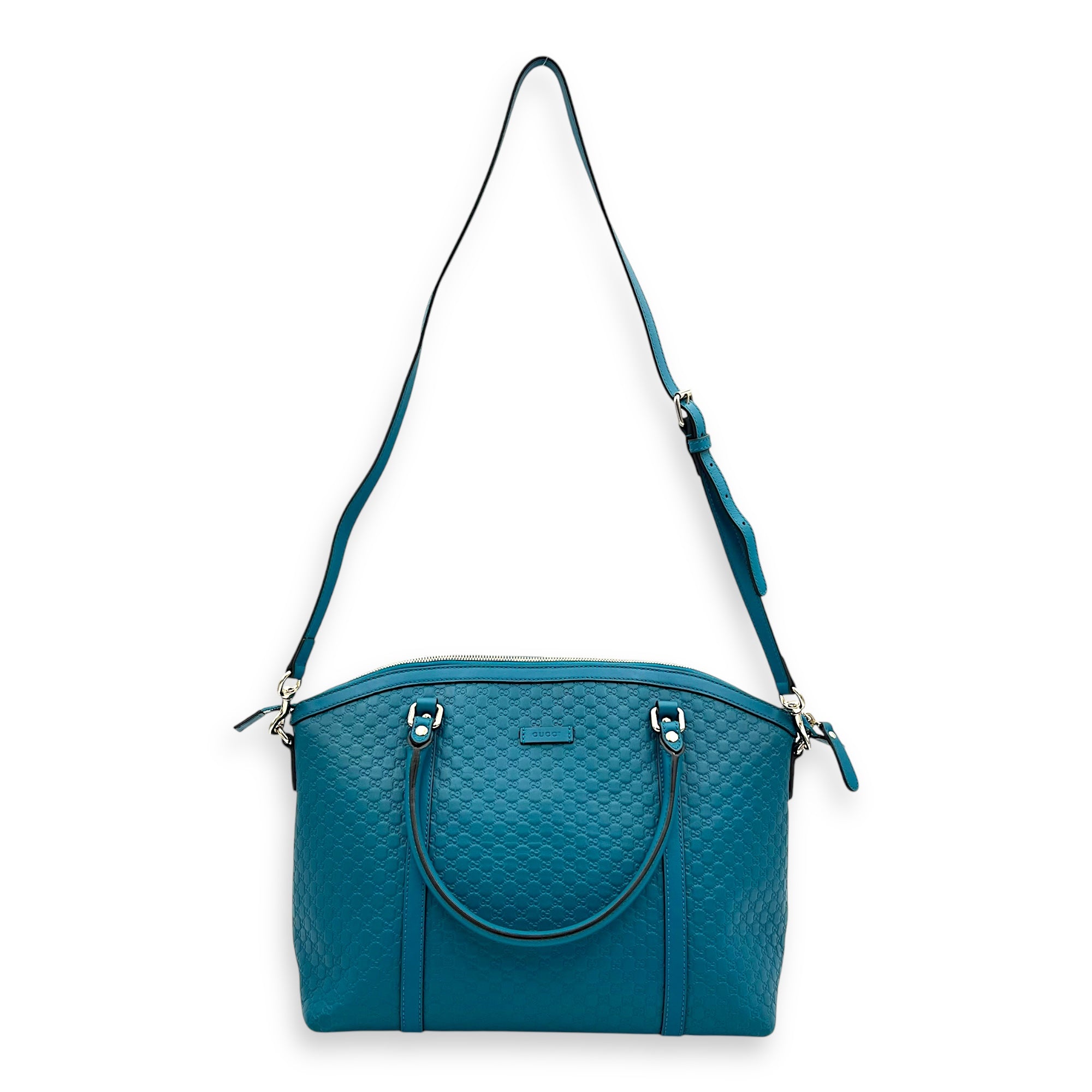 Guccissima Top Handle Bag Blue in Guccissima Leather, Gold hardware