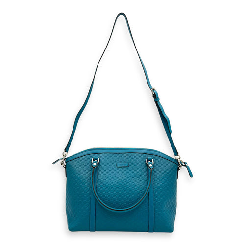Guccissima Top Handle Bag Blue in Guccissima Leather, Gold hardware