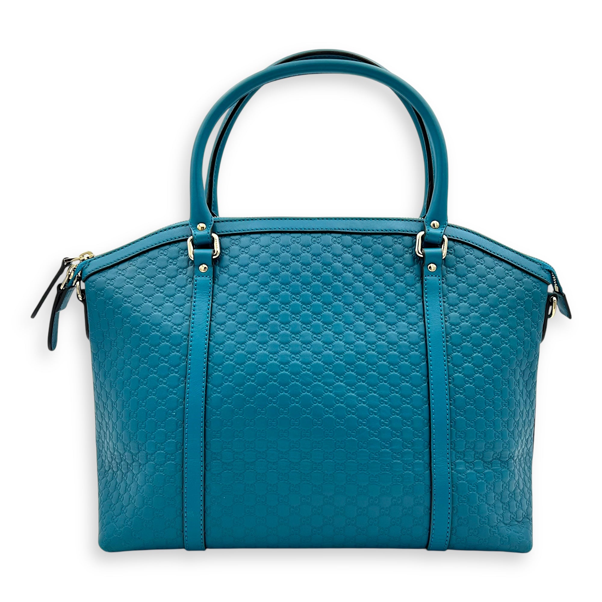 Guccissima Top Handle Bag Blue in Guccissima Leather, Gold hardware