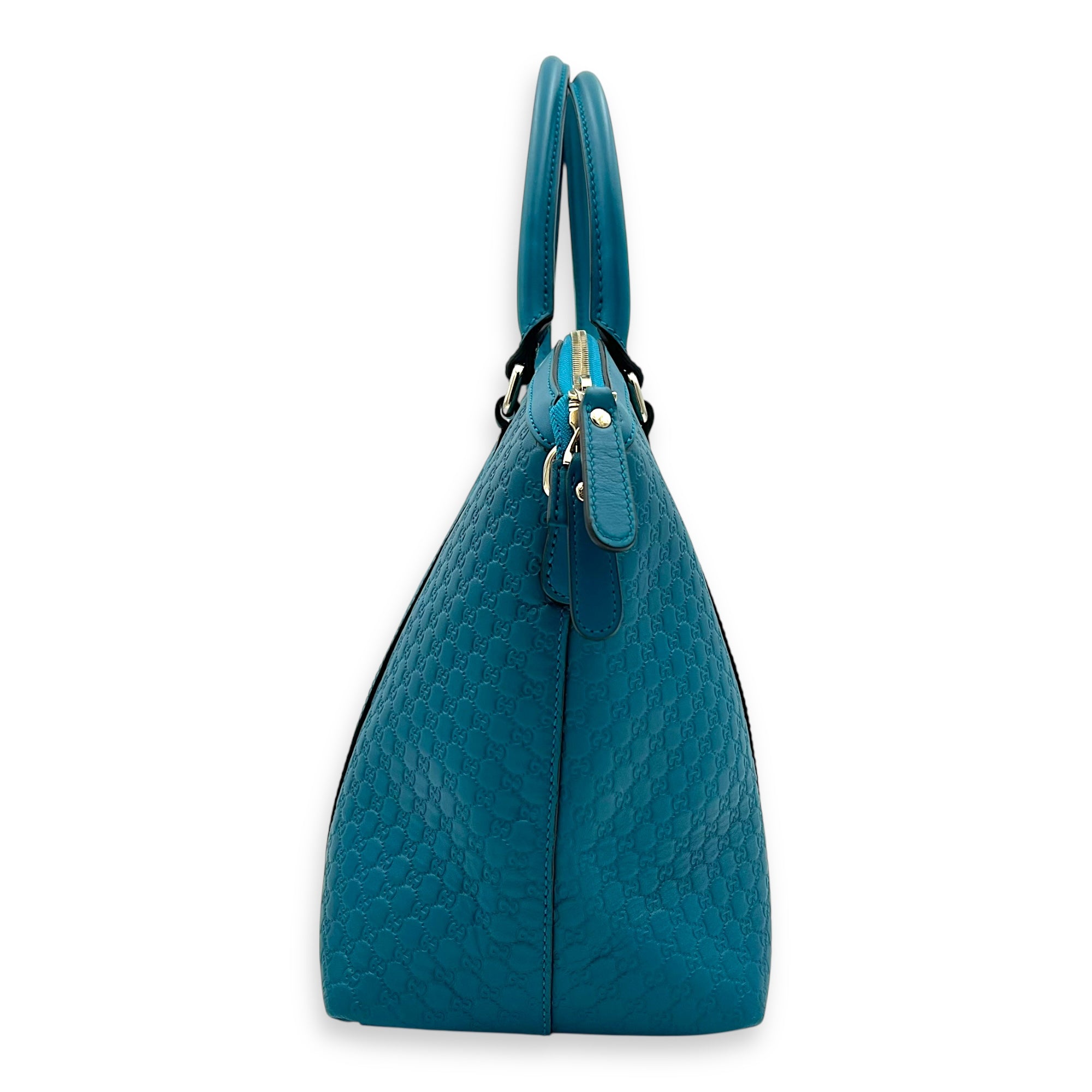 Guccissima Top Handle Bag Blue in Guccissima Leather, Gold hardware