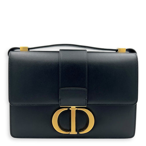 30 Montaigne Shoulder Bag Medium Black in Calfskin, Gold hardware