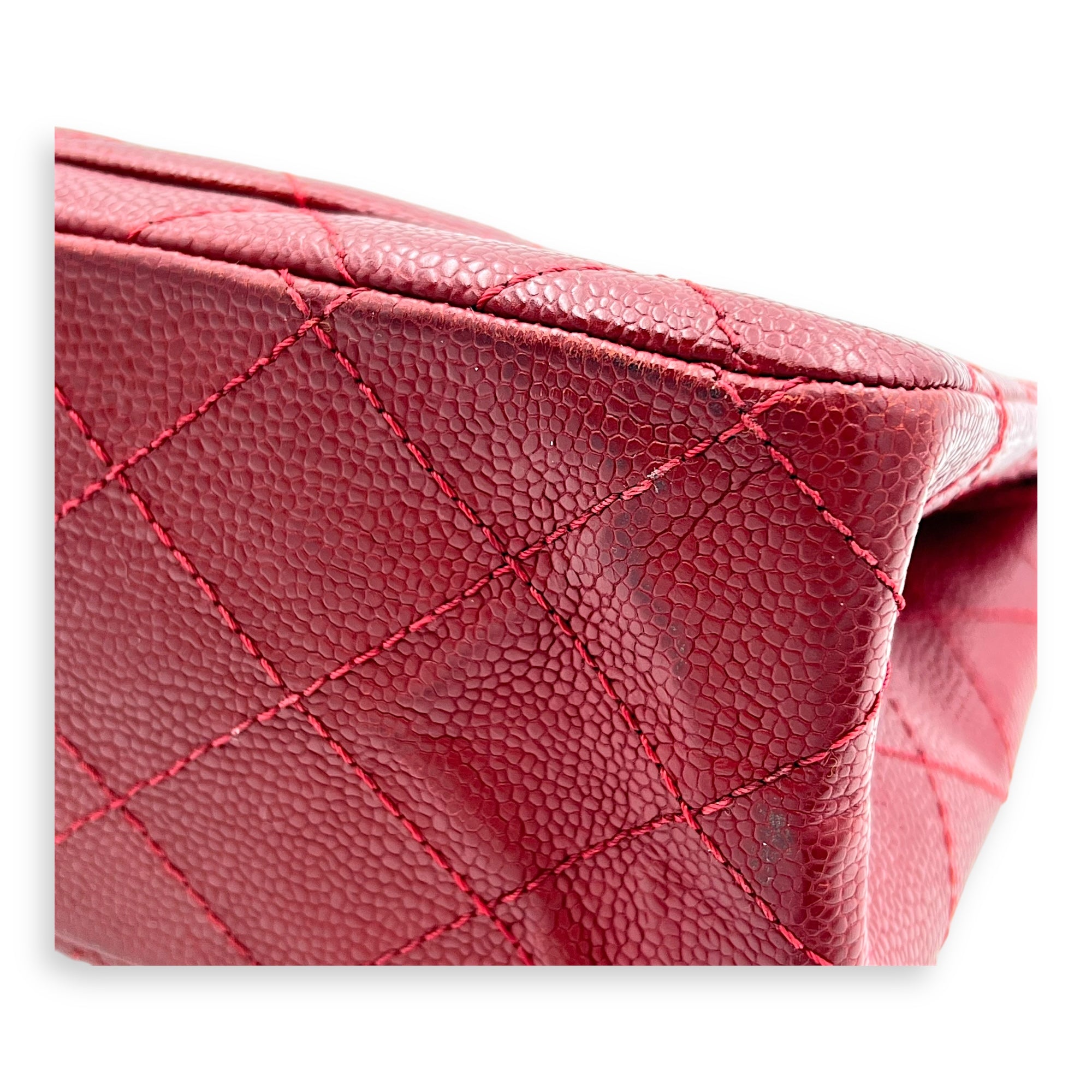 2.55 Shoulder Bag Red in Caviar Leather, Ruthenium hardware