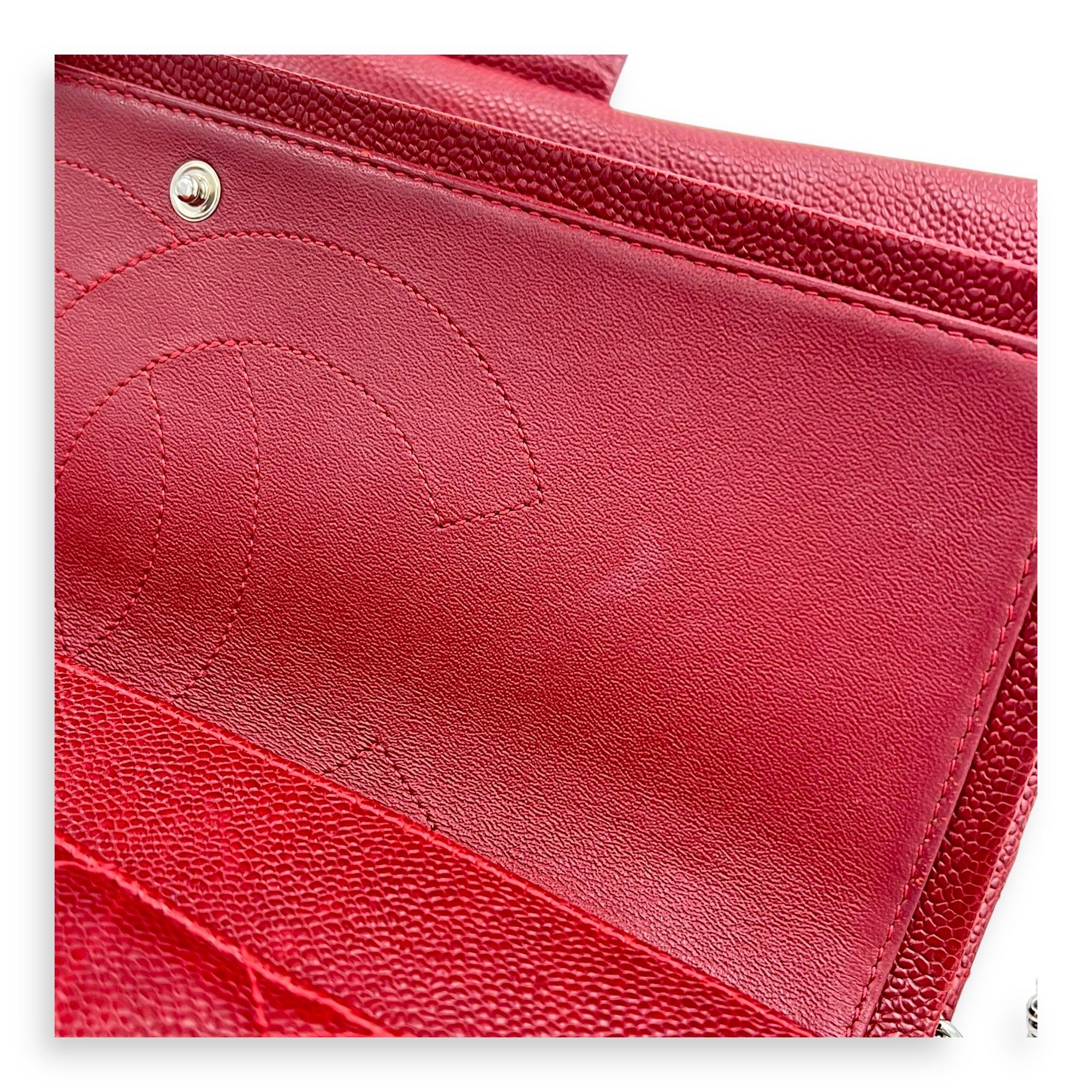 2.55 Shoulder Bag Red in Caviar Leather, Ruthenium hardware
