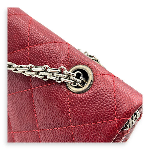 2.55 Shoulder Bag Red in Caviar Leather, Ruthenium hardware
