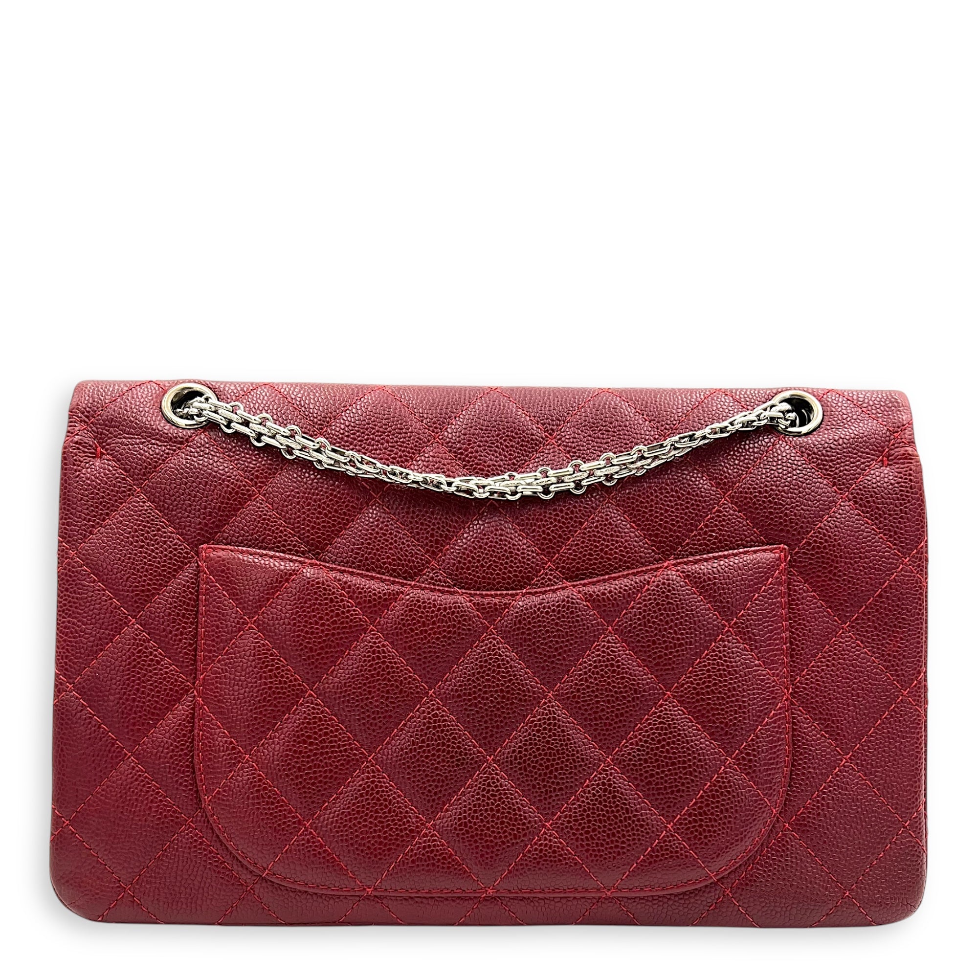 2.55 Shoulder Bag Red in Caviar Leather, Ruthenium hardware