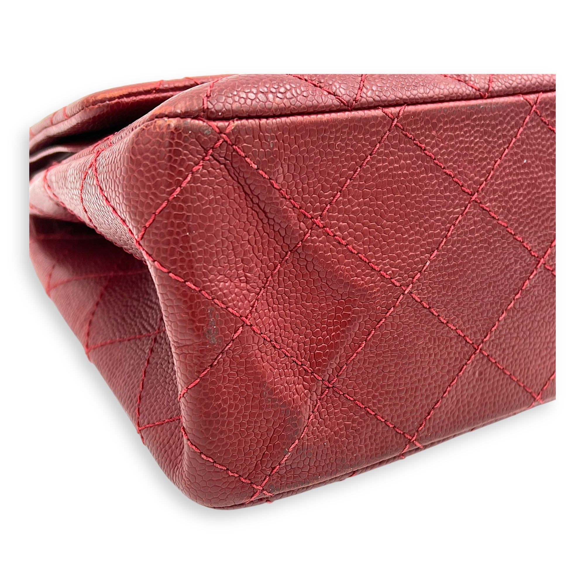 2.55 Shoulder Bag Red in Caviar Leather, Ruthenium hardware