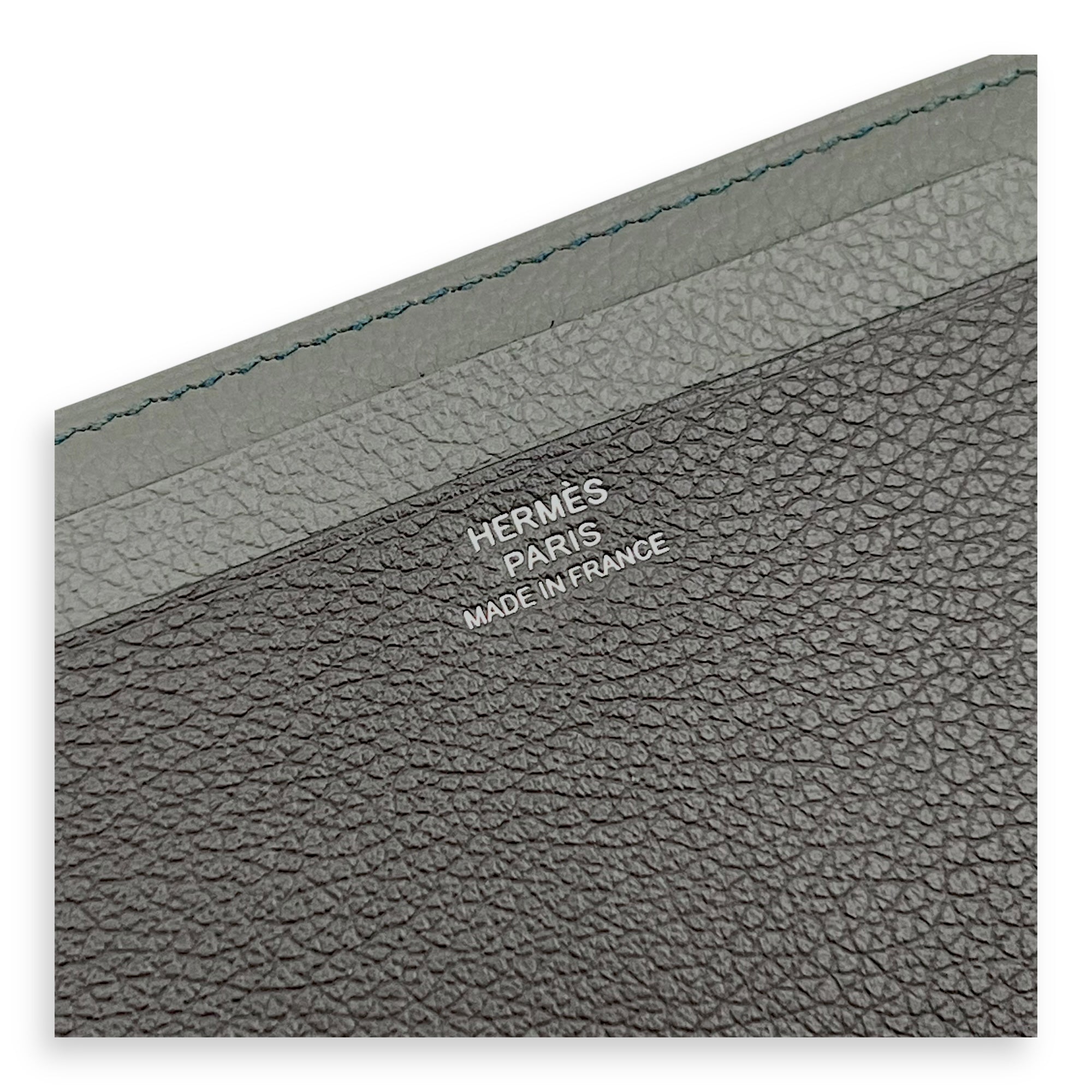 PORTE CARTES COLORBLOCK Gris/Gris Meyer in Veau Evercolor