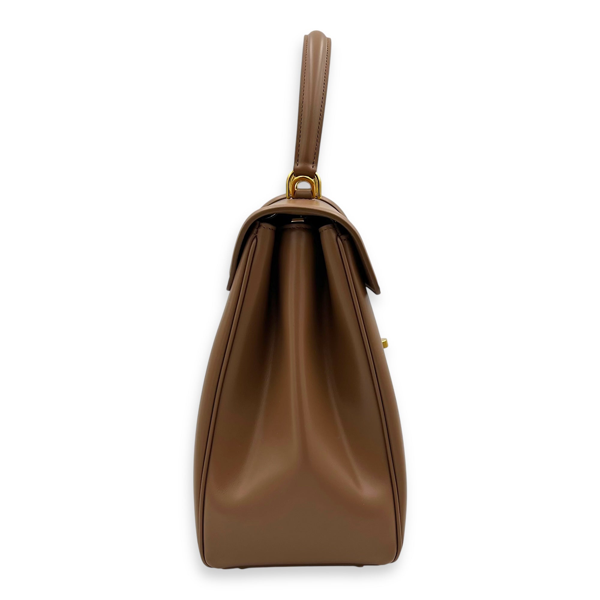 16 Top Handle Bag Brown in Calfskin, Gold hardware