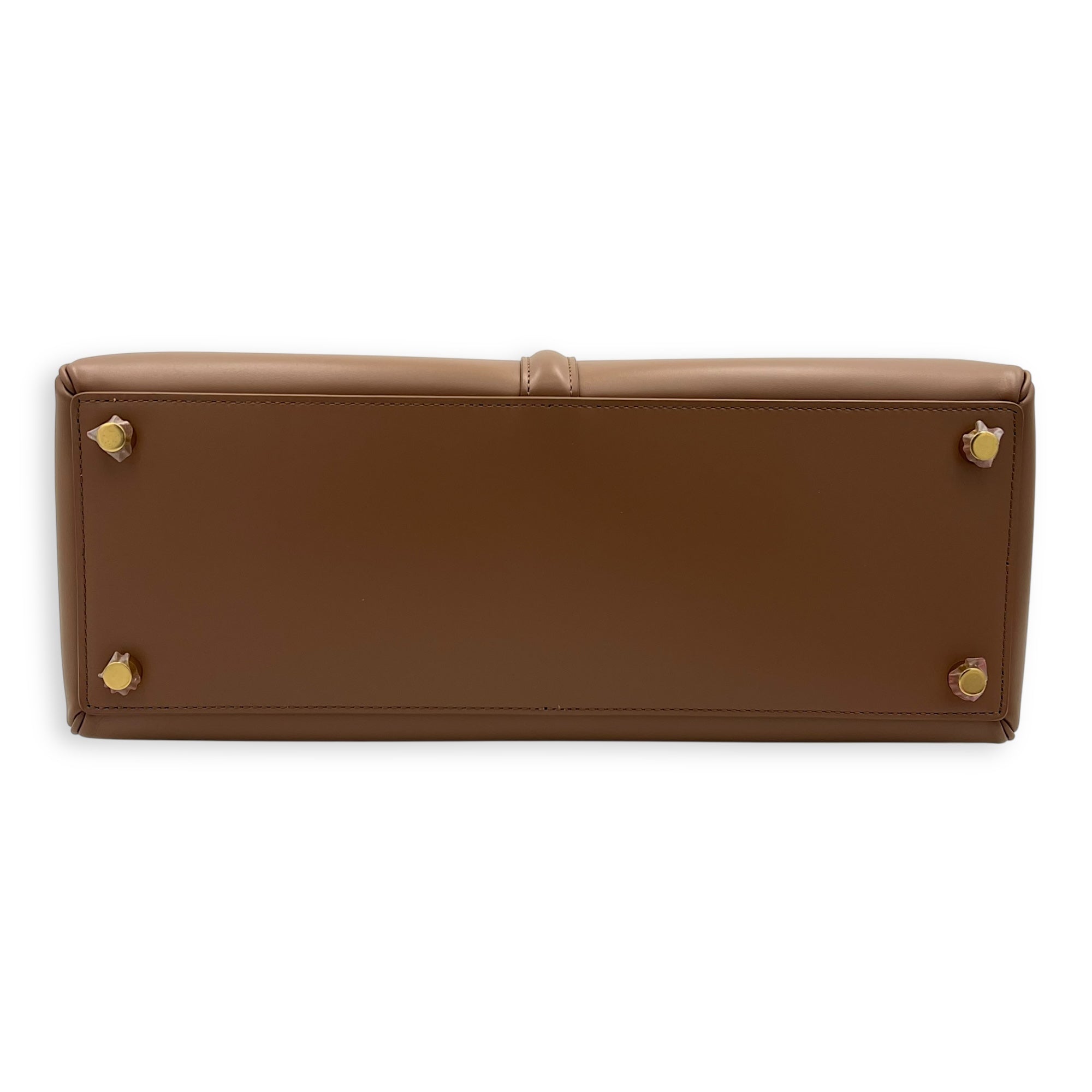 16 Top Handle Bag Brown in Calfskin, Gold hardware
