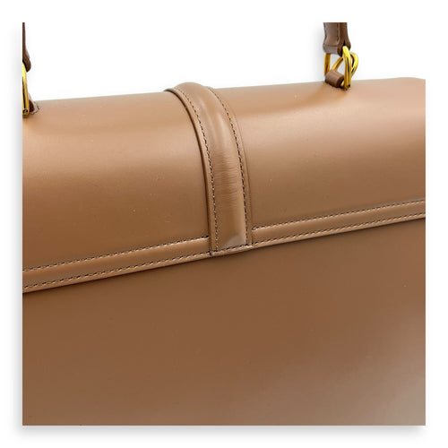 16 Top Handle Bag Brown in Calfskin, Gold hardware