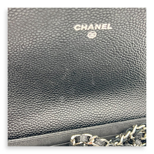 CC Crossbody Bag Black in Caviar Leather, Silver hardware