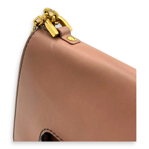 J'adior Shoulder Bag Beige in Calfskin, Gold hardware
