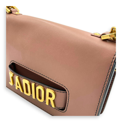 J'adior Shoulder Bag Beige in Calfskin, Gold hardware