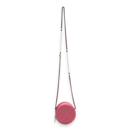 CC Round Crossbody Bag Pink in Lambskin, Gold hardware