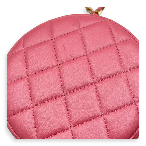 CC Round Crossbody Bag Pink in Lambskin, Gold hardware