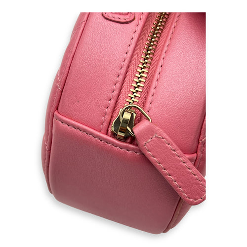 CC Round Crossbody Bag Pink in Lambskin, Gold hardware