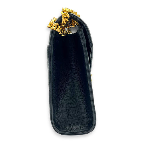 Envelope Shoulder Bag Black in Calfskin, Gold hardware