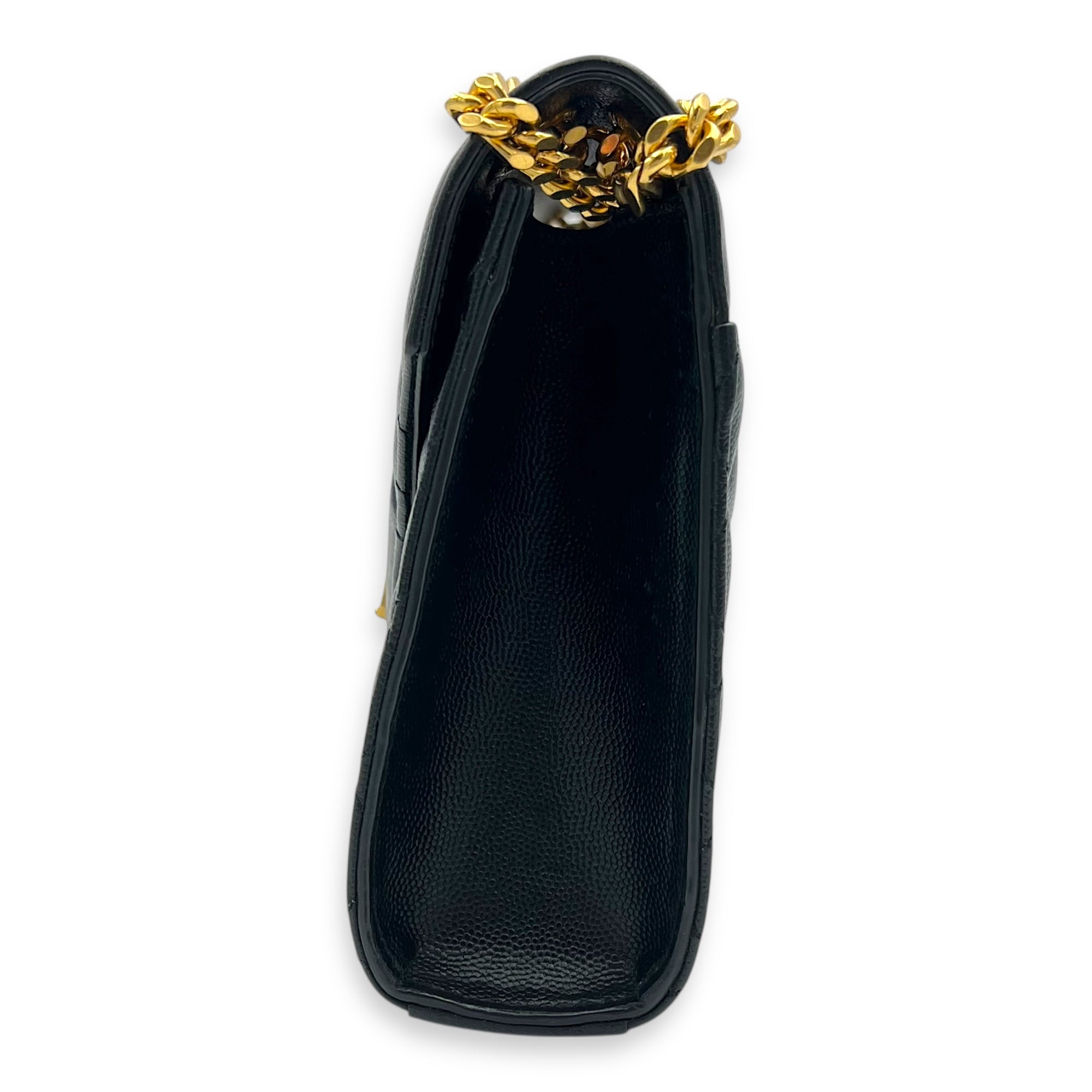 Envelope Shoulder Bag Black in Calfskin, Gold hardware