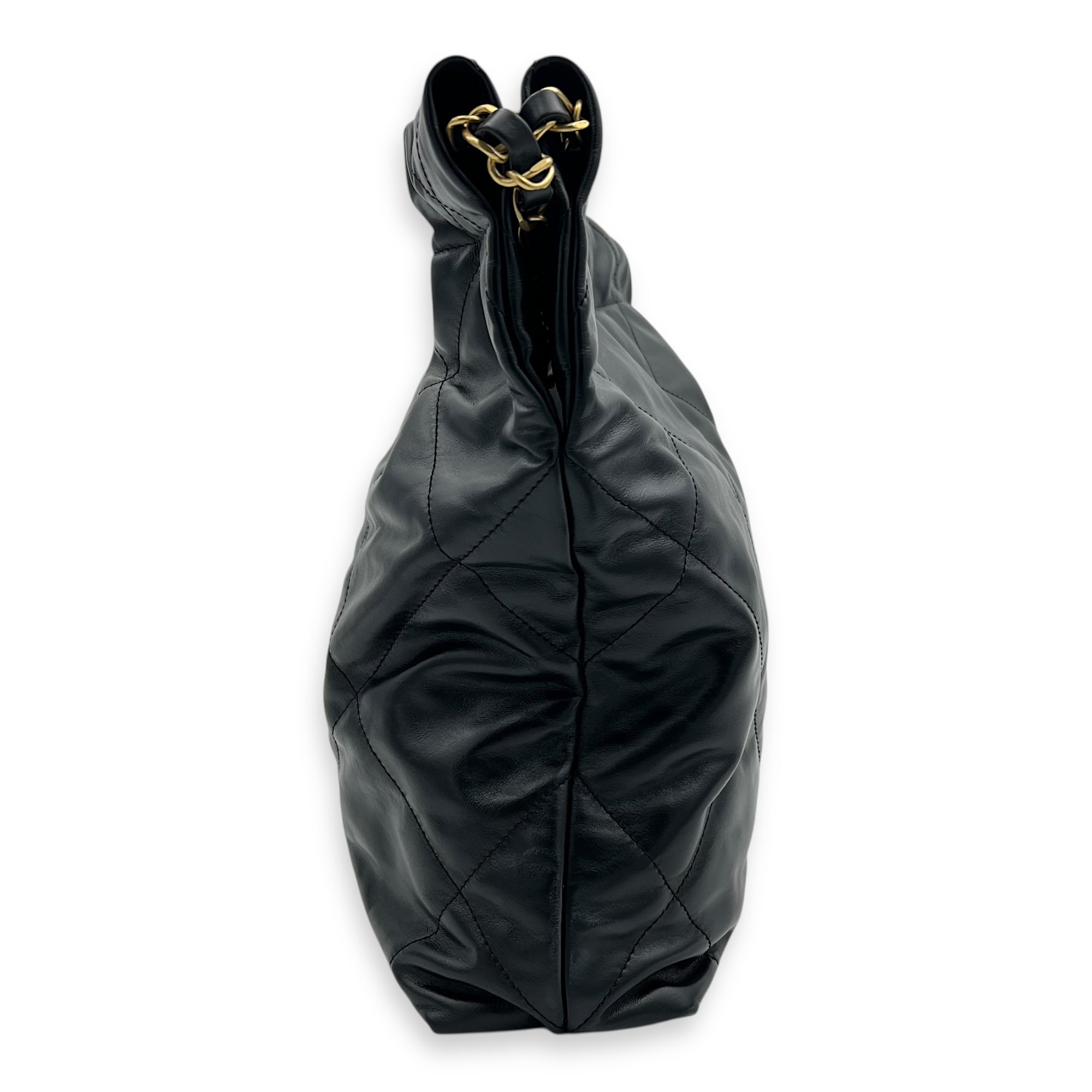 22 Tote Tote Bag Small Black in Calfskin, Gold hardware