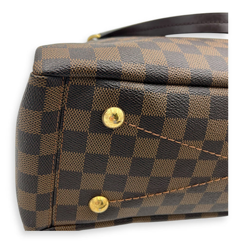 Lymington Top Handle Bag Brown in Coated Canvas, Gold hardware