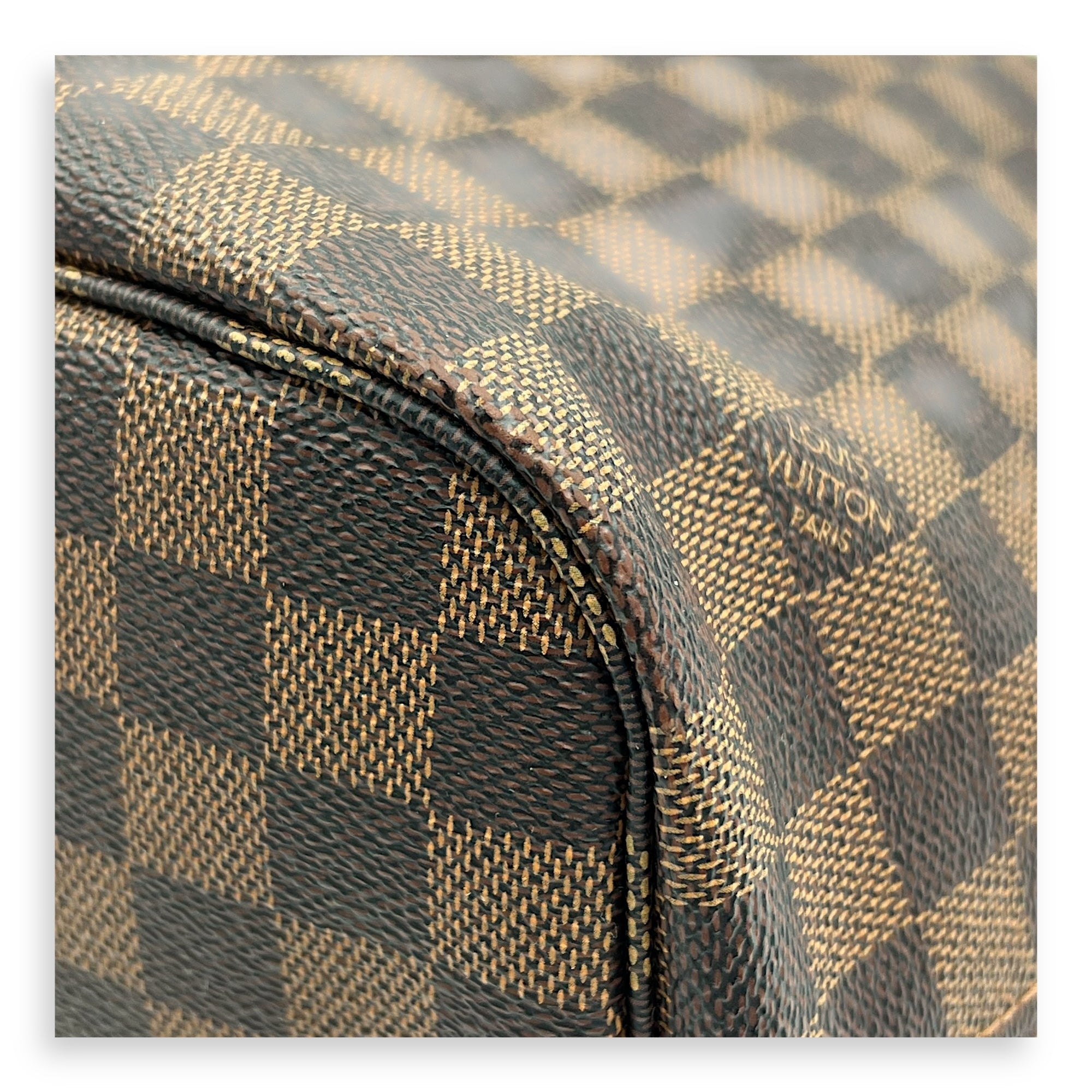 Neverfull MM Brown Tote Bag in Coated Canvas, Gold hardware