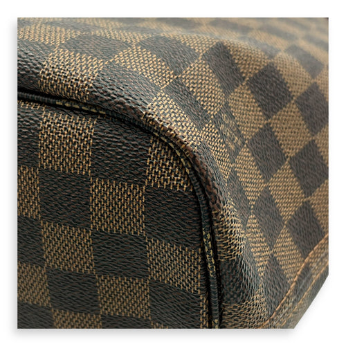 Neverfull MM Brown Tote Bag in Coated Canvas, Gold hardware