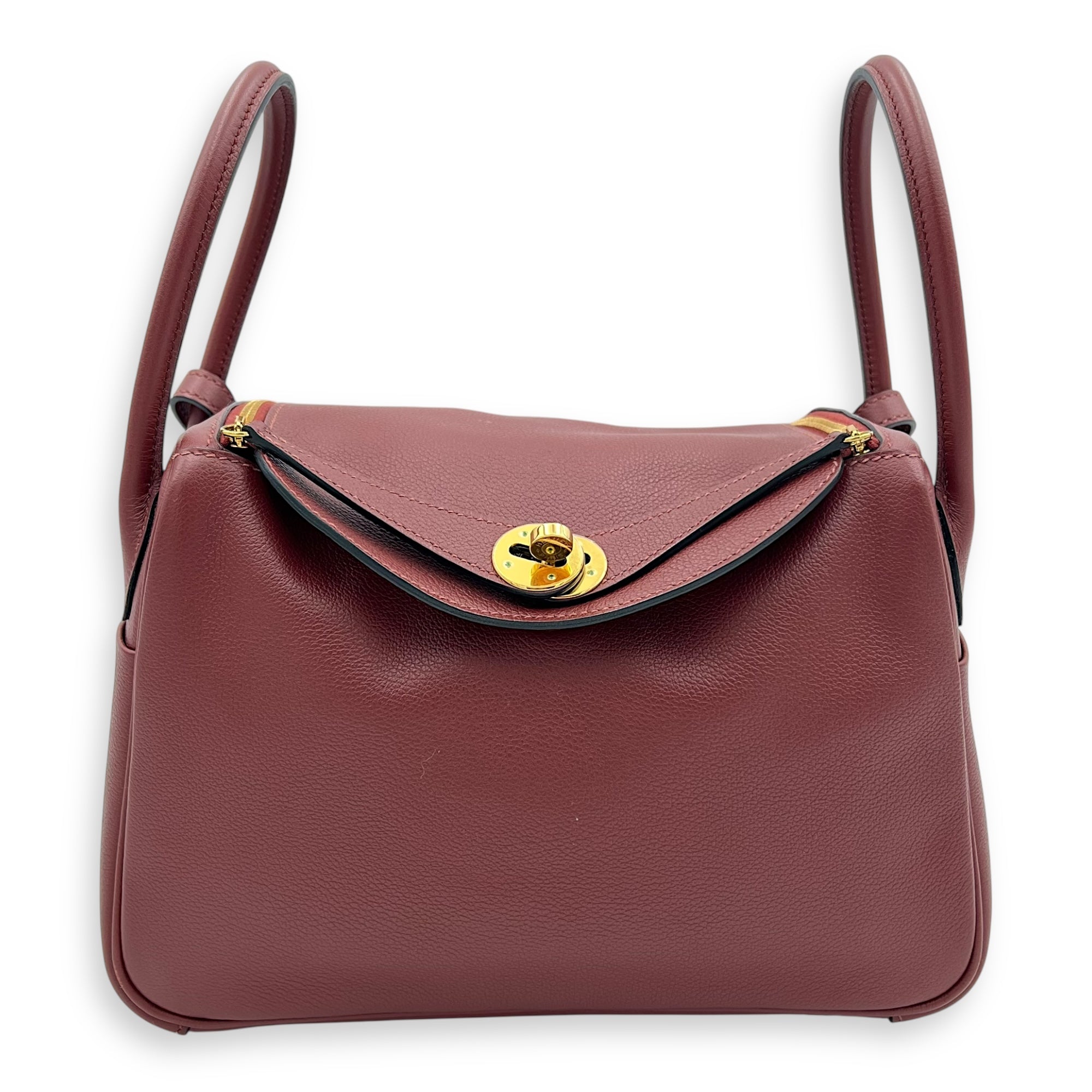 Lindy 26 Rouge sellier Shoulder Bag in Swift, Gold hardware