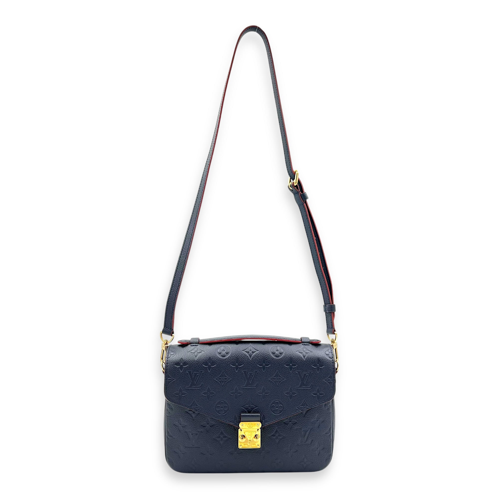 Metis Crossbody Bag Blue in Empreinte Leather, Gold hardware