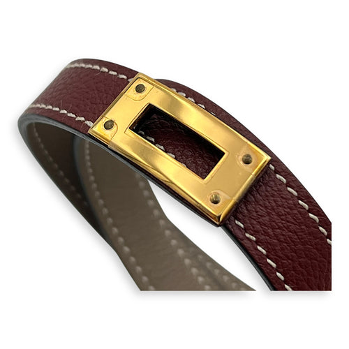 Double Kelly tour Rouge sellier in Swift, Gold hardware