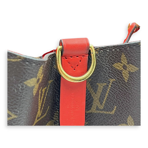 NeoNoe MM Brown Bucket Bag in Monogram Coated Canvas, Gold hardware