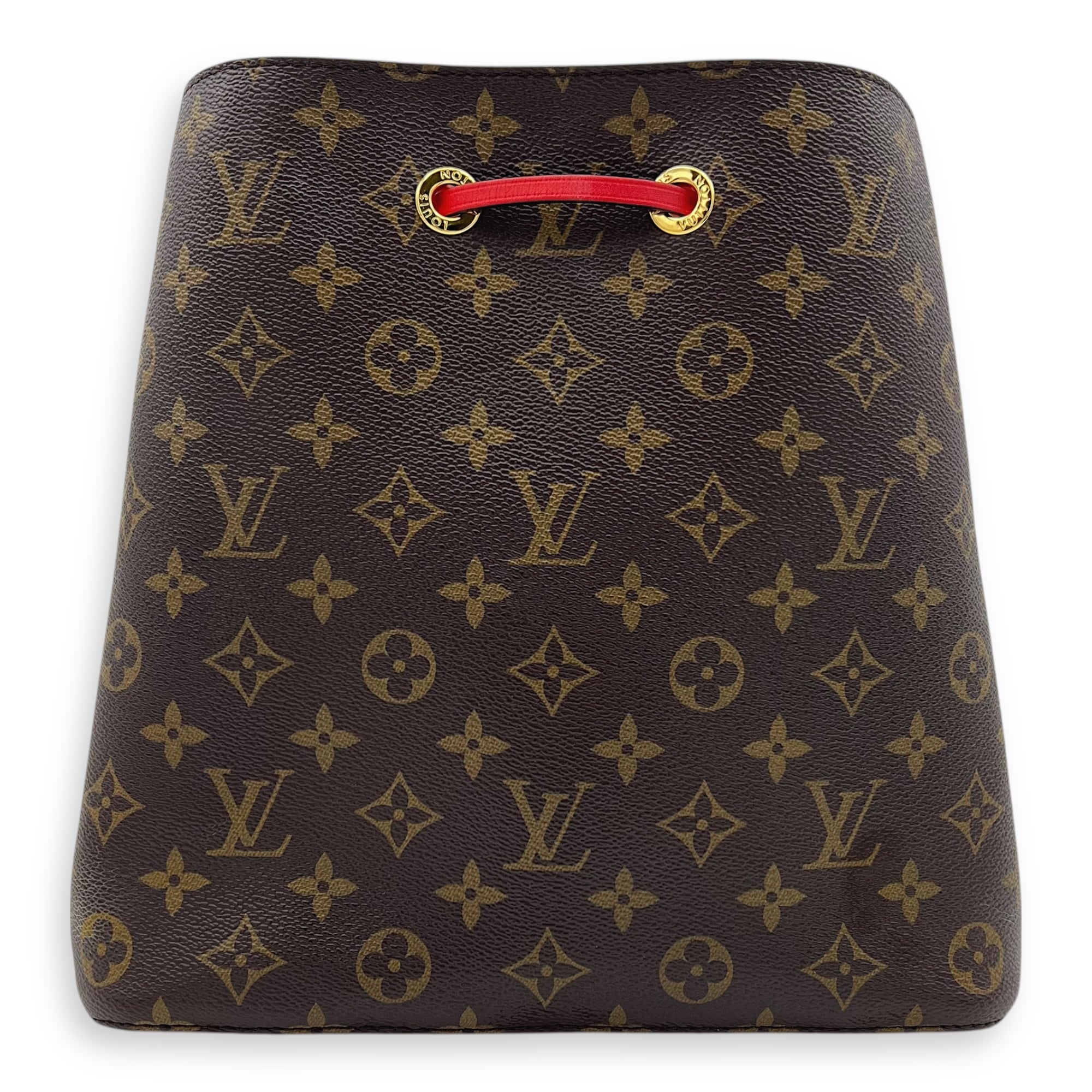 NeoNoe MM Brown Bucket Bag in Monogram Coated Canvas, Gold hardware