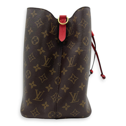 NeoNoe MM Brown Bucket Bag in Monogram Coated Canvas, Gold hardware