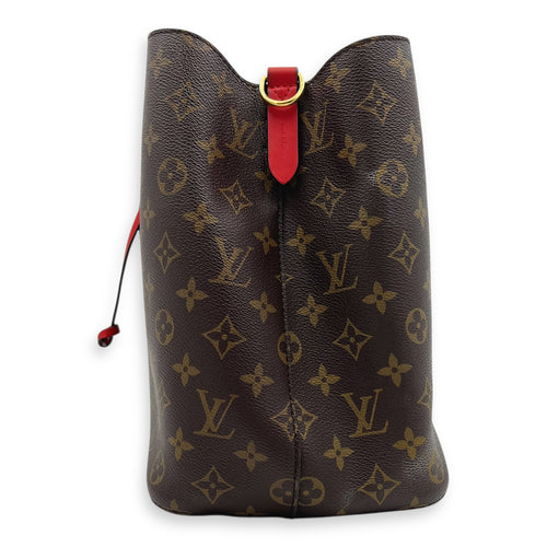 NeoNoe MM Brown Bucket Bag in Monogram Coated Canvas, Gold hardware