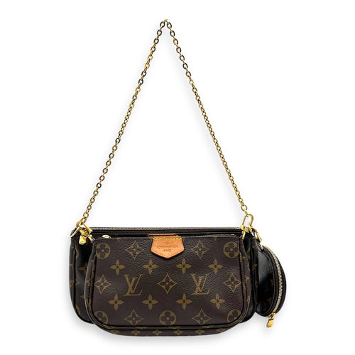 Multi-Pochette Accessoires Crossbody Bag Brown in Monogram Coated Canvas, Gold hardware