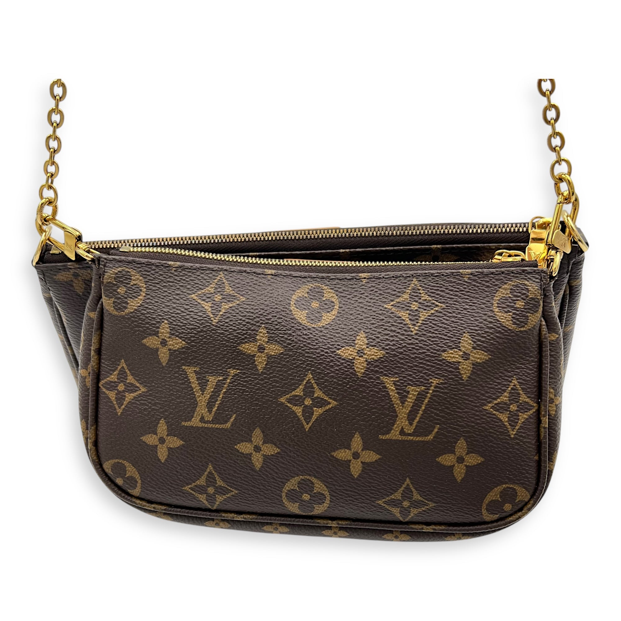 Multi-Pochette Accessoires Crossbody Bag Brown in Monogram Coated Canvas, Gold hardware