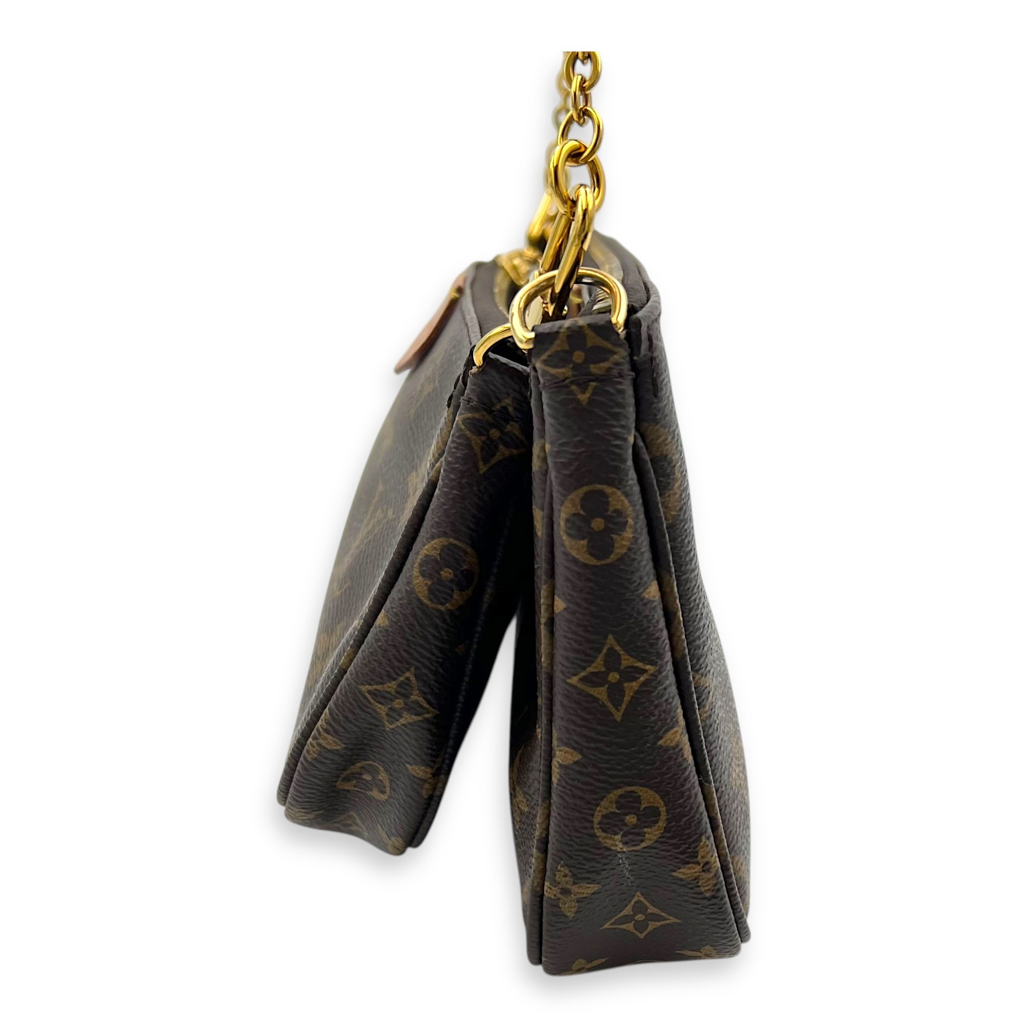 Multi-Pochette Accessoires Crossbody Bag Brown in Monogram Coated Canvas, Gold hardware