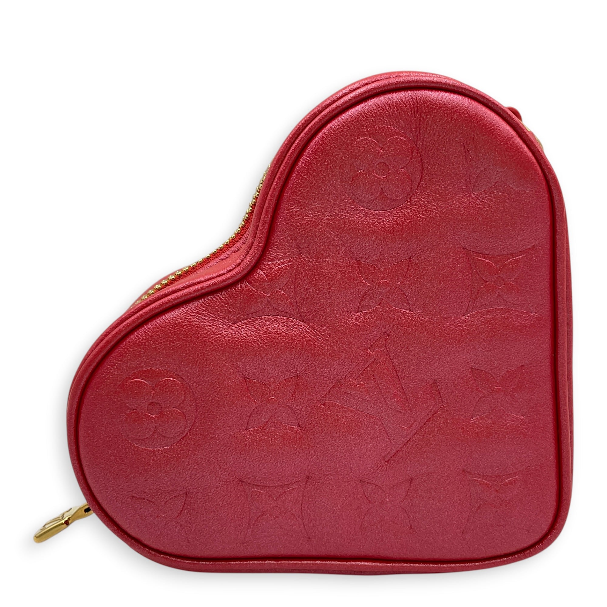 Louis Vuitton Lipstick Red Monogram Heart on Chain Red Crossbody