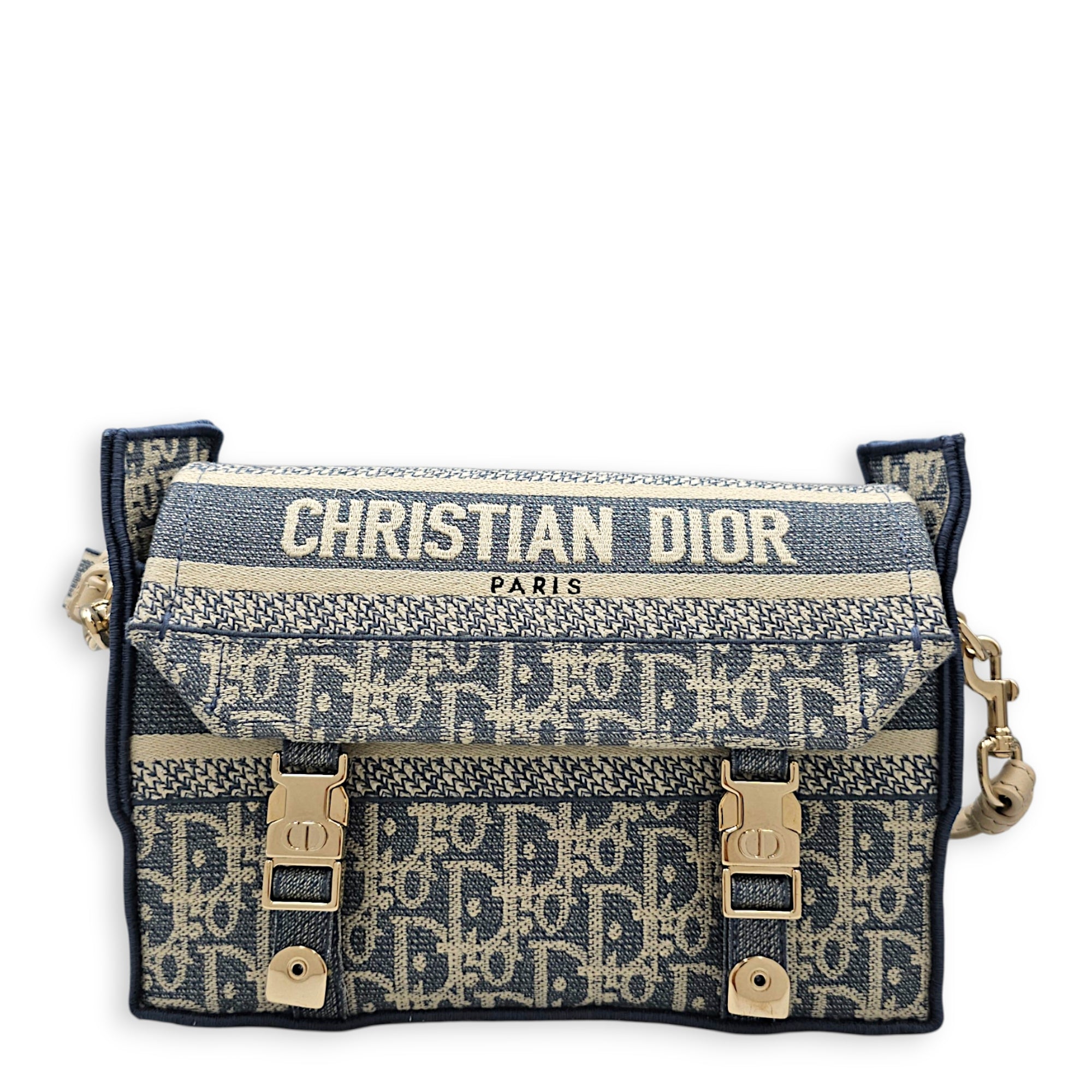 Diorcamp Blue Dior Oblique Shoulder Bag in Jacquard Gold hardware