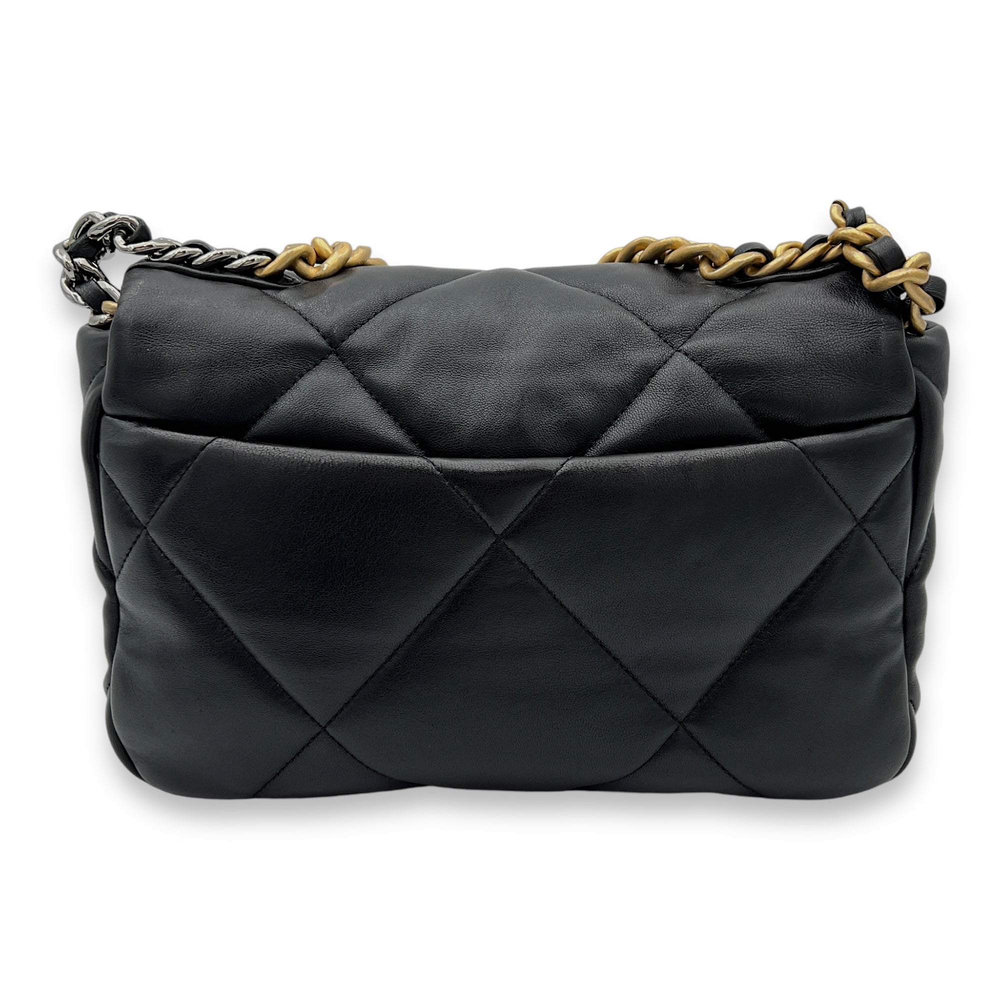 C19 Small Black Top Handle Bag in Lambskin, Mixed hardware