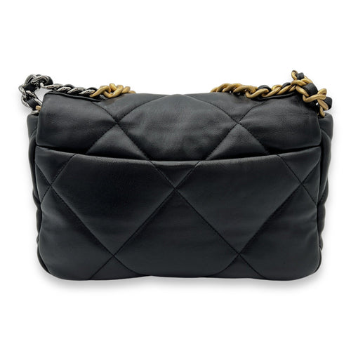 C19 Small Black Top Handle Bag in Lambskin, Mixed hardware