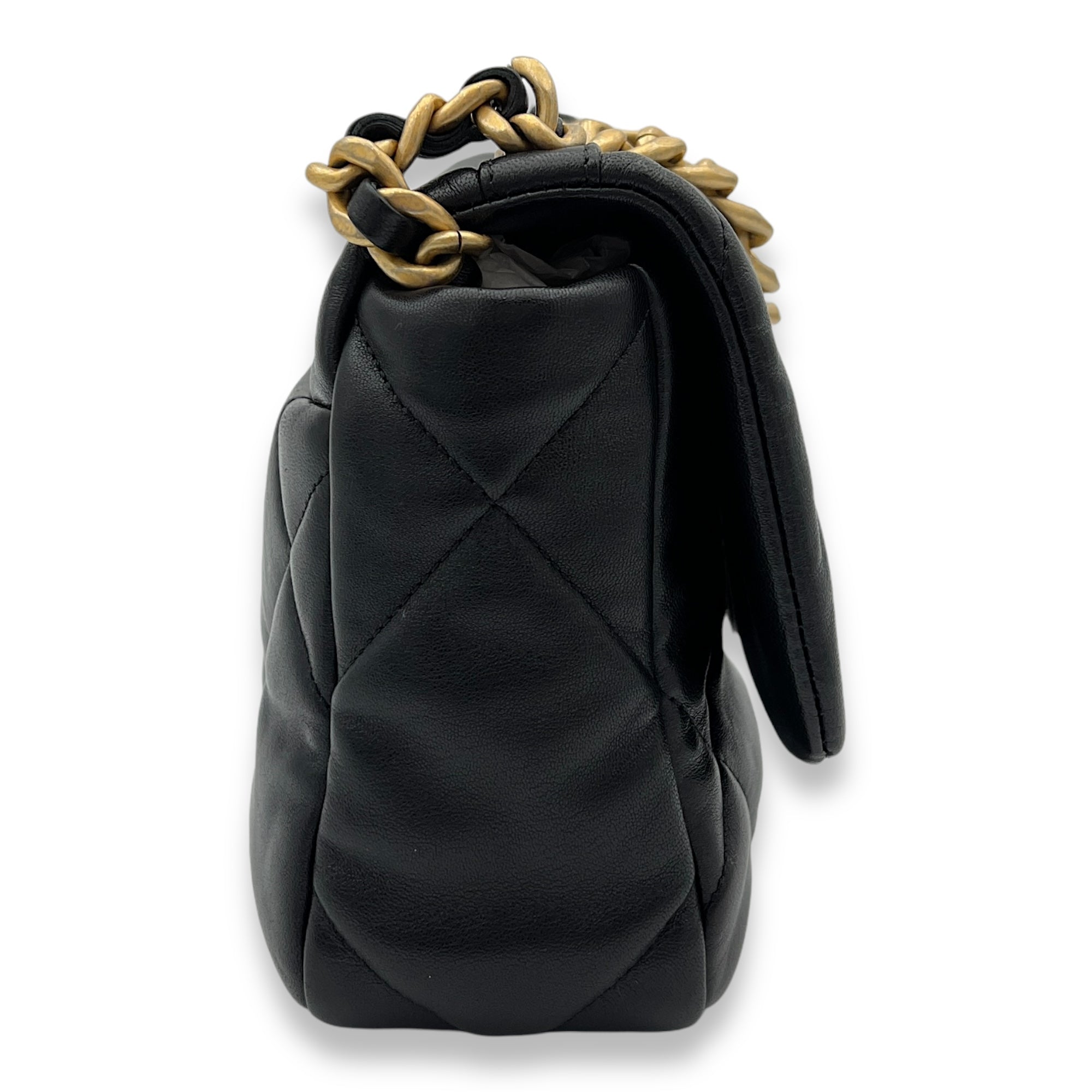 C19 Small Black Top Handle Bag in Lambskin, Mixed hardware