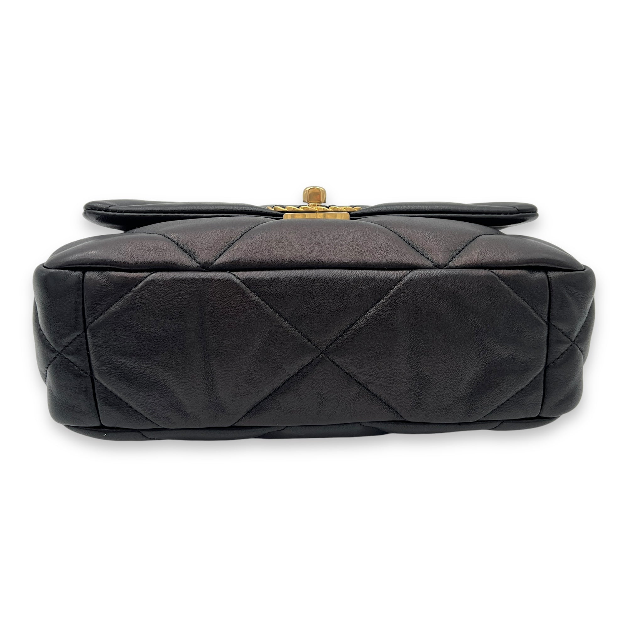 C19 Small Black Top Handle Bag in Lambskin, Mixed hardware