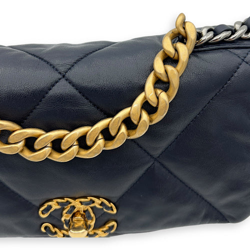 C19 Small Blue Shoulder Bag in Lambskin, Mixed hardware