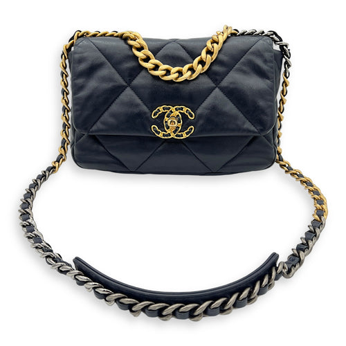 C19 Small Blue Shoulder Bag in Lambskin, Mixed hardware