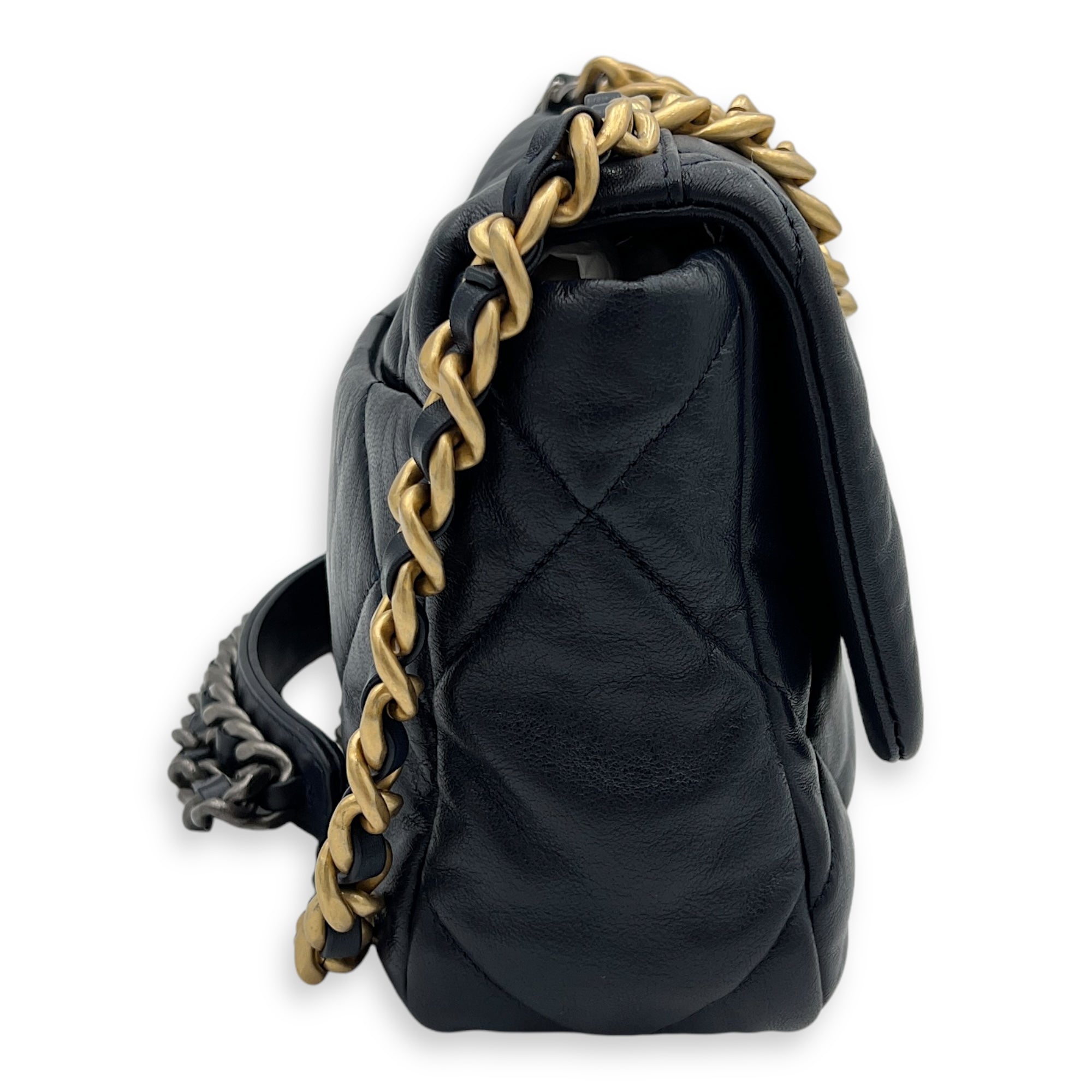 C19 Small Blue Shoulder Bag in Lambskin, Mixed hardware