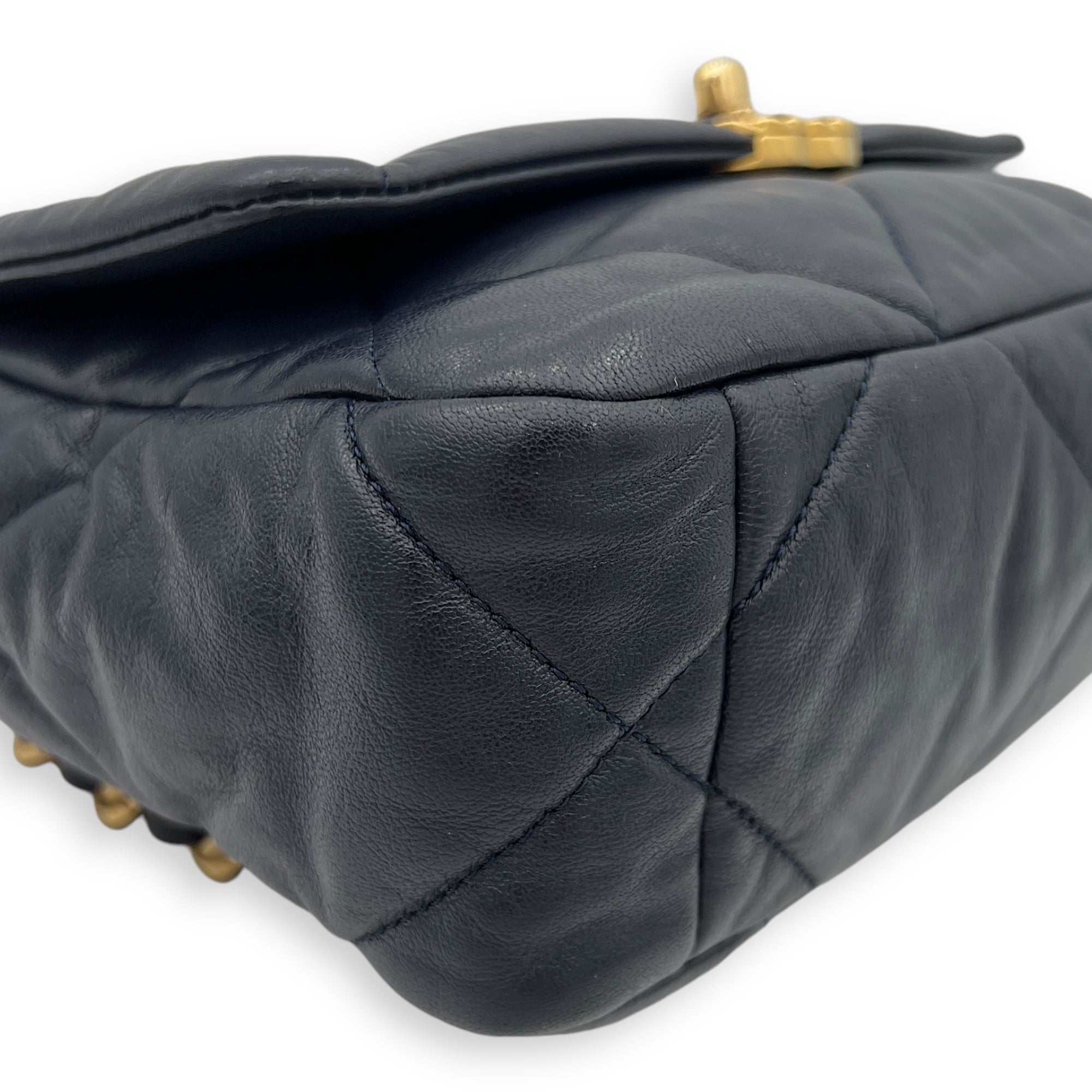 C19 Small Blue Shoulder Bag in Lambskin, Mixed hardware